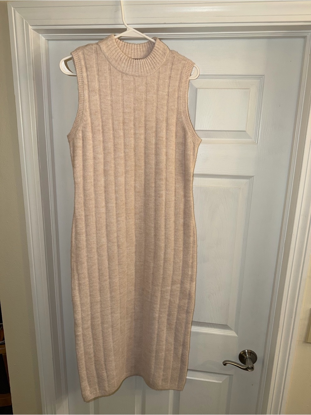 House of Harlow 1960 Sleeveless Ribbed Midi Dress in Light Beige